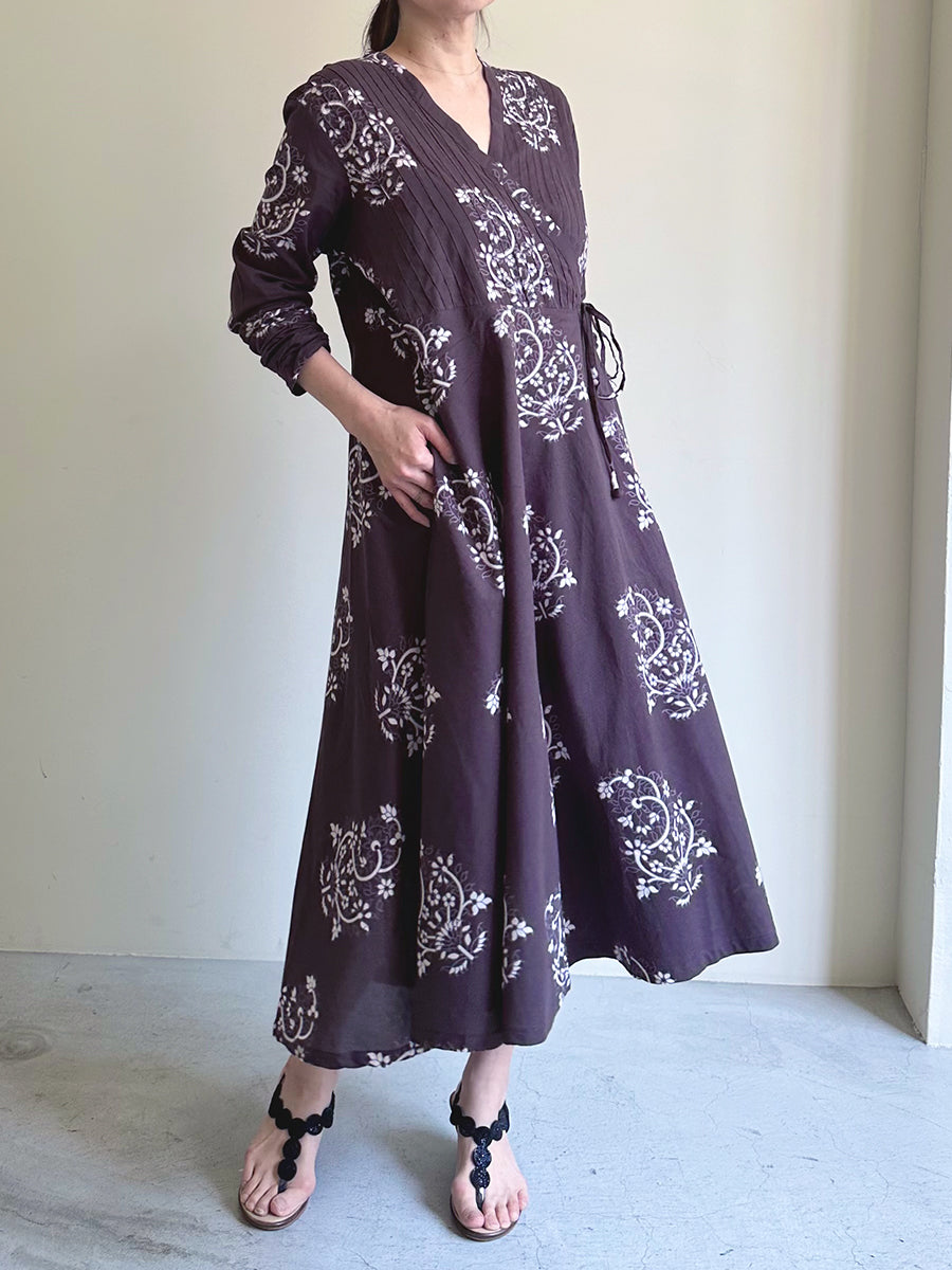 Anarkali Wrap - Paisley Charcoal｜アナーカリ ラップワンピース - ペイズリーチャコール