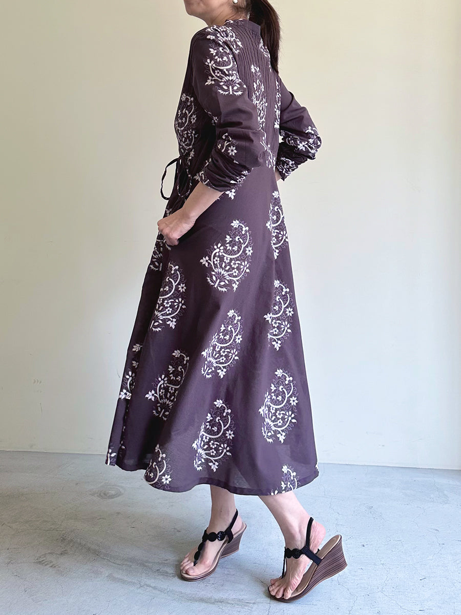 Anarkali Wrap - Paisley Charcoal｜アナーカリ ラップワンピース - ペイズリーチャコール