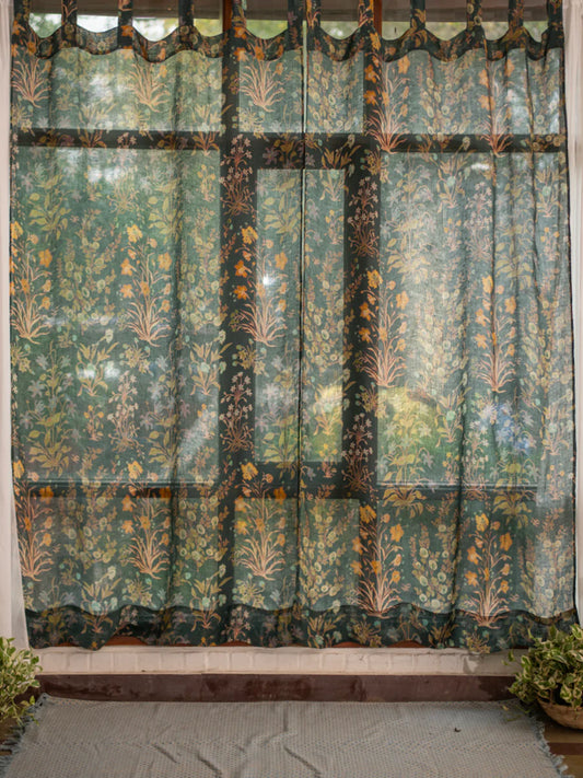 Printed Linen Curtain - Garden Emerald｜プリント リネンカーテン - ガーデンエメラルド