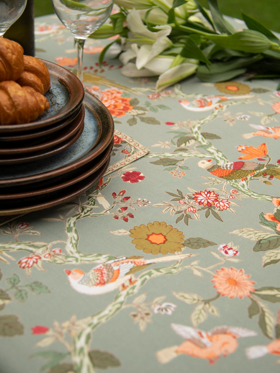 Printed Table Cloths Beading - Bird Manosque｜プリントテーブルクロス ビーディング - バードマノスク