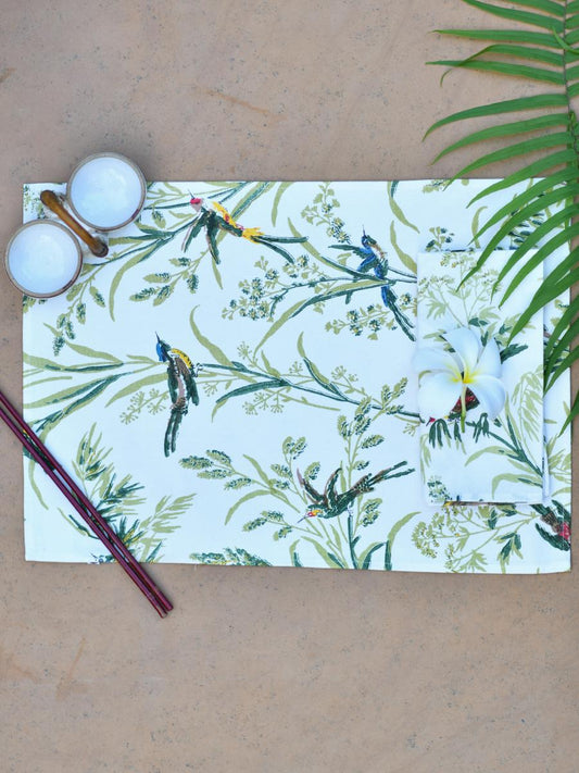 Printed Mat - Humming Bird Natural｜ランチョンマット - ハミングバード ナチュラル