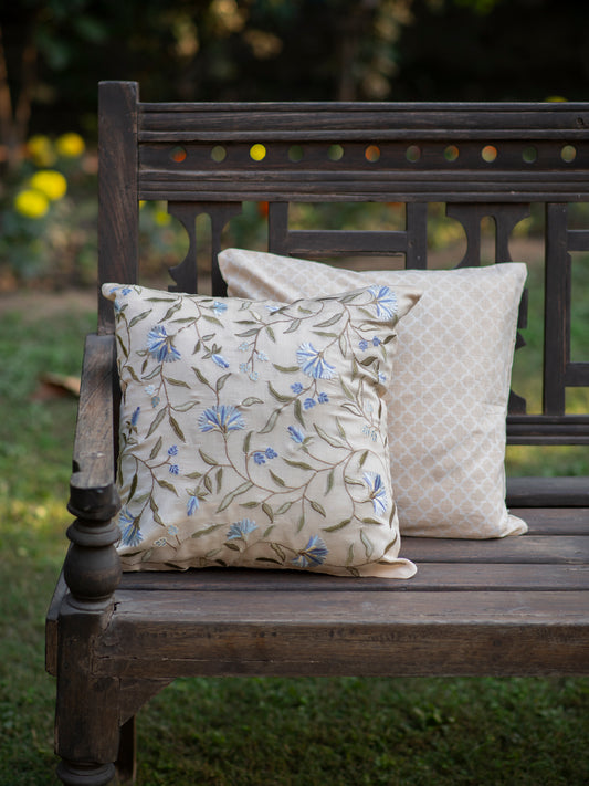 Embroidered Cushion Cover : Versailles Natural