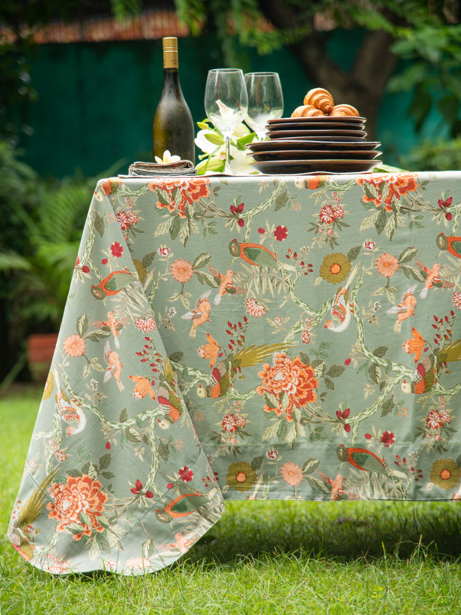 Printed Table Cloths Beading - Bird Manosque｜プリントテーブルクロス ビーディング - バードマノスク