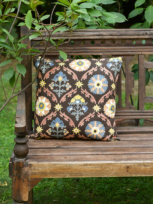 Canvas Cushion Cover Reversible : Fargana Coffee