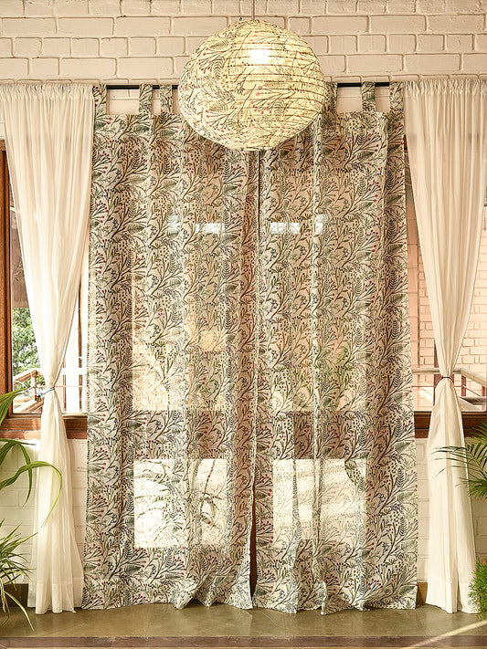 Linen Curtain : Berries White