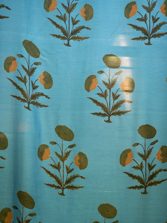 Chanderi Curtain : Poppy Blue