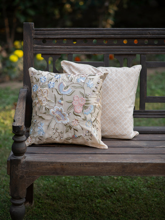 Embroidered Cushion Cover : Vienna Natural