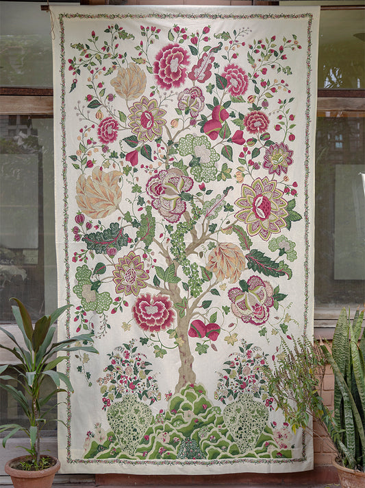 Sheeting Curtain : Tree of Life Cream